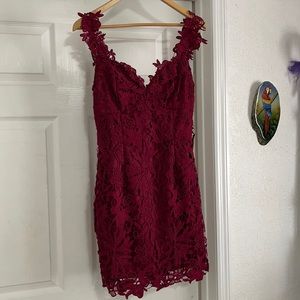 Lulus garnet wedding guest lace mini dress